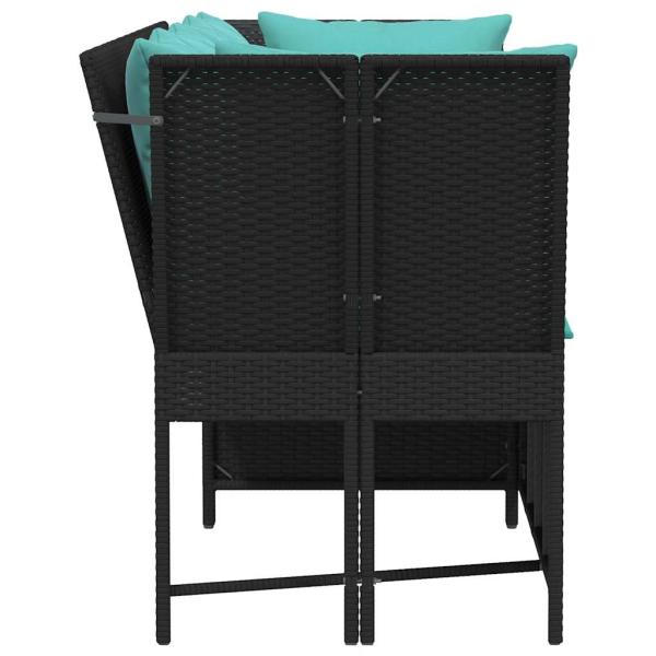 Gartensofa mit Kissen Schwarz Poly Rattan