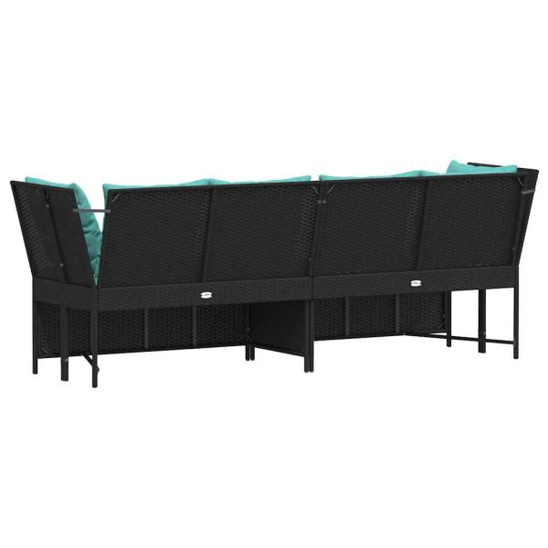 Gartensofa mit Kissen Schwarz Poly Rattan