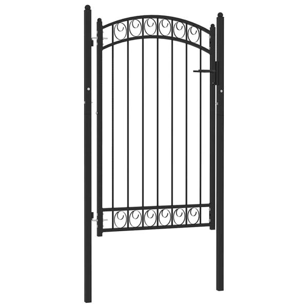 ARDEBO.de - Zauntor mit Gewölbter Spitze Stahl 100x150 cm Schwarz