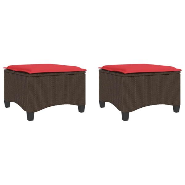 Gartenhocker mit Kissen 2 Stk. Braun 55x55x36 cm Poly Rattan