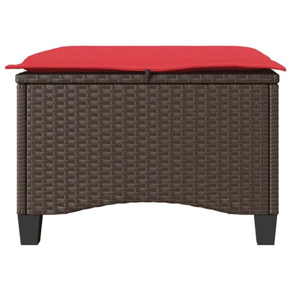 Gartenhocker mit Kissen 2 Stk. Braun 55x55x36 cm Poly Rattan