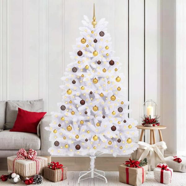 ARDEBO.de - Künstlicher Weihnachtsbaum 210 cm PVC und Stahl Weiß