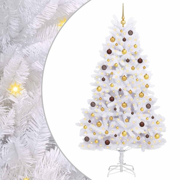 Künstlicher Weihnachtsbaum 210 cm PVC und Stahl Weiß