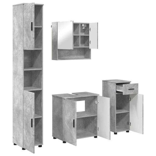 Badezimmermöbel-Set 4 stk. Beton Grau 61 x 35 x 64 cm