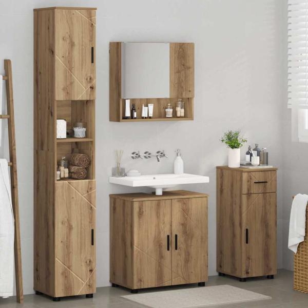 Badezimmermöbel-Set 4 stk. Artisan-Eiche 61 x 35 x 64 cm