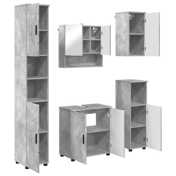 Badezimmermöbel-Set 5 stk. Beton Grau 61 x 35 x 64 cm