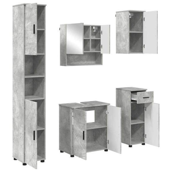 Badezimmermöbel-Set 5 stk. Beton Grau 61 x 35 x 64 cm