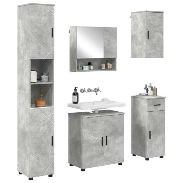 Badezimmermöbel-Set 5 stk. Beton Grau 61 x 35 x 64 cm