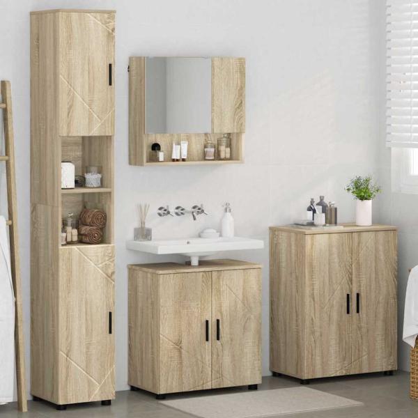 Badezimmermöbel-Set 4 stk. Sonoma-Eiche 61 x 35 x 64 cm