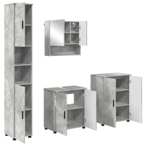 Badezimmermöbel-Set 4 stk. Beton Grau 61 x 35 x 64 cm