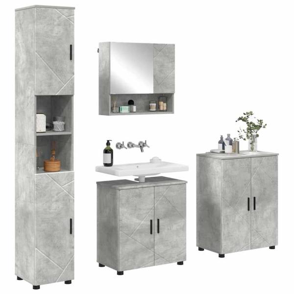 Badezimmermöbel-Set 4 stk. Beton Grau 61 x 35 x 64 cm