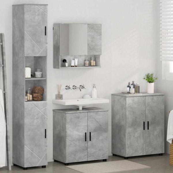 Badezimmermöbel-Set 4 stk. Beton Grau 61 x 35 x 64 cm