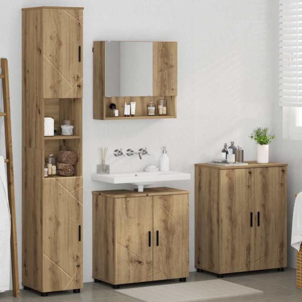 Badezimmermöbel-Set 4 stk. Artisan-Eiche 61 x 35 x 64 cm