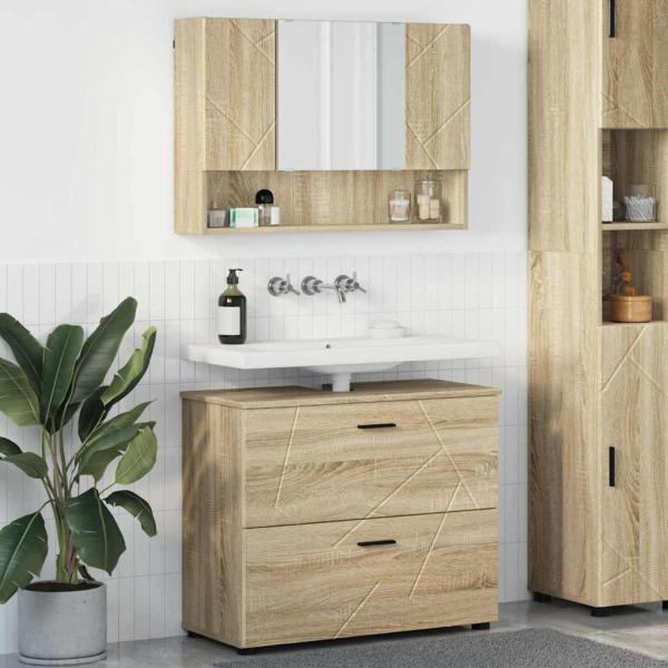 ARDEBO.de - Badezimmermöbel-Set 2 stk. Sonoma-Eiche 76,5 x 35 x 64 cm