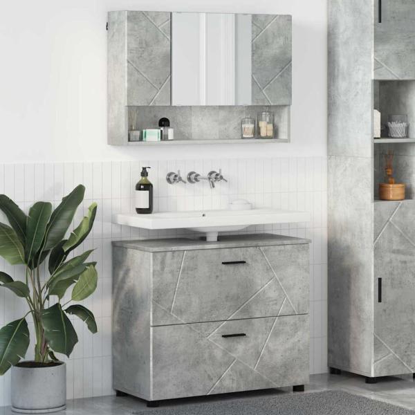 ARDEBO.de - Badezimmermöbel-Set 2 stk. Beton Grau 76,5 x 35 x 64 cm