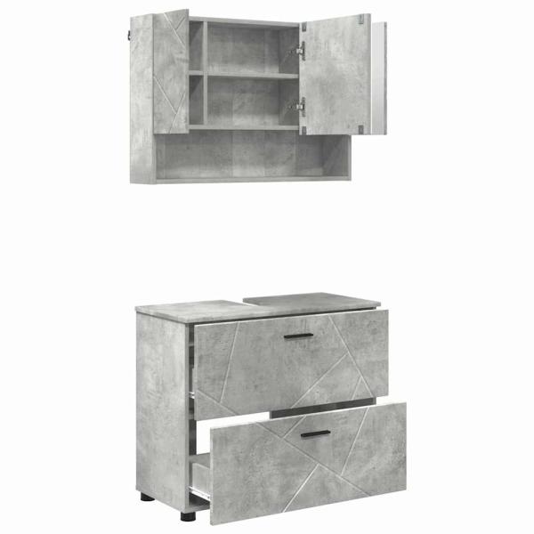 Badezimmermöbel-Set 2 stk. Beton Grau 76,5 x 35 x 64 cm