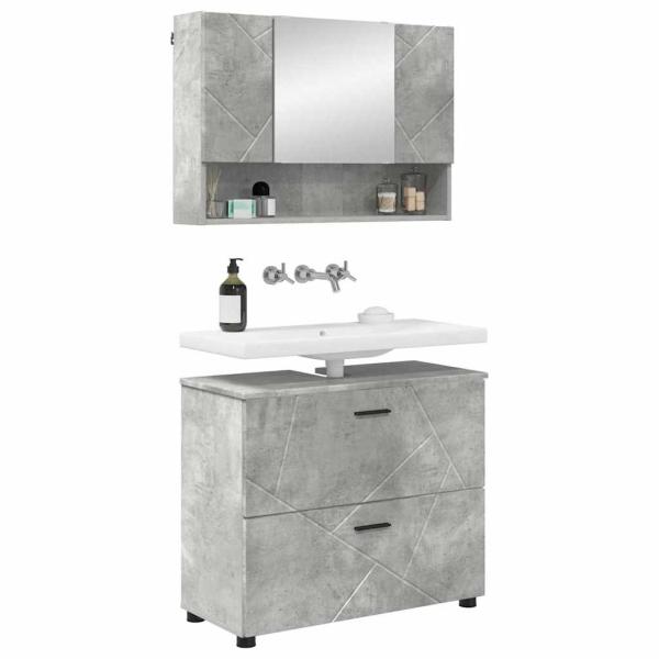 Badezimmermöbel-Set 2 stk. Beton Grau 76,5 x 35 x 64 cm
