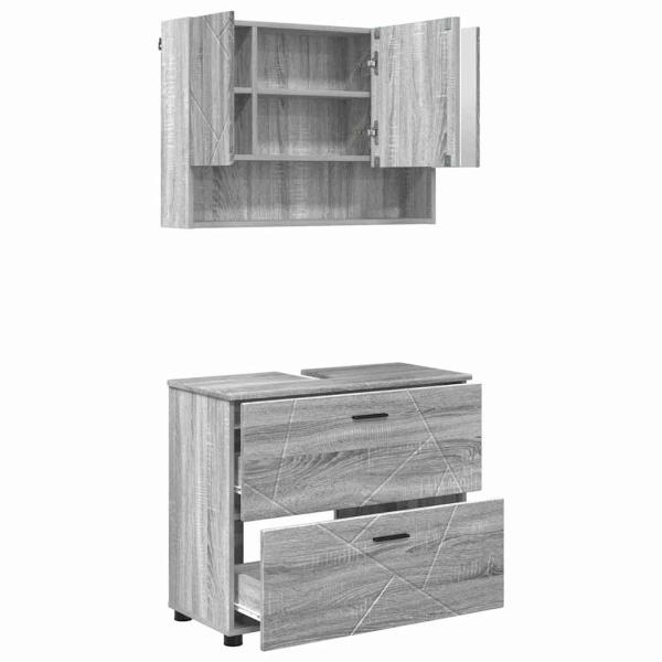 Badezimmermöbel-Set 2 stk. Graues Sonoma 76,5 x 35 x 64 cm