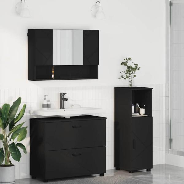 ARDEBO.de - Badezimmermöbel-Set 3 stk. Schwarz 76,5 x 35 x 64 cm