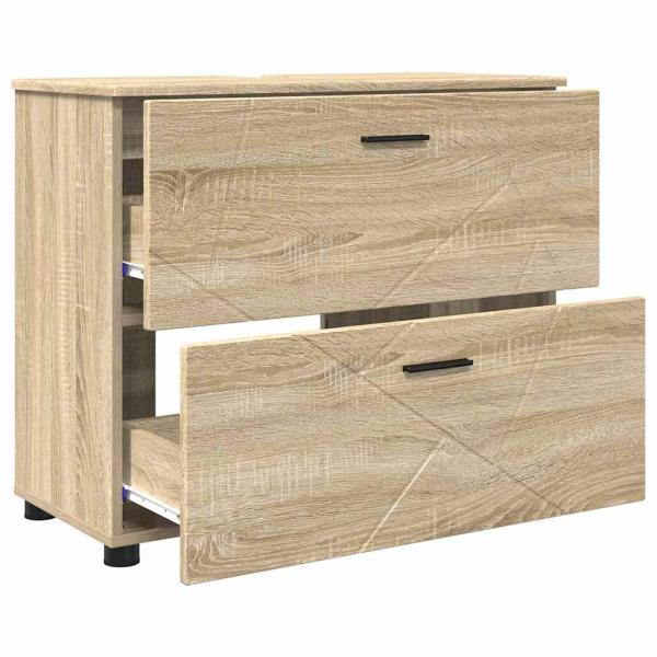 Badezimmermöbel-Set 3 stk. Sonoma-Eiche 76,5 x 35 x 64 cm