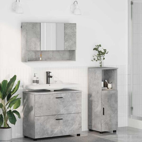 ARDEBO.de - Badezimmermöbel-Set 3 stk. Beton Grau 76,5 x 35 x 64 cm