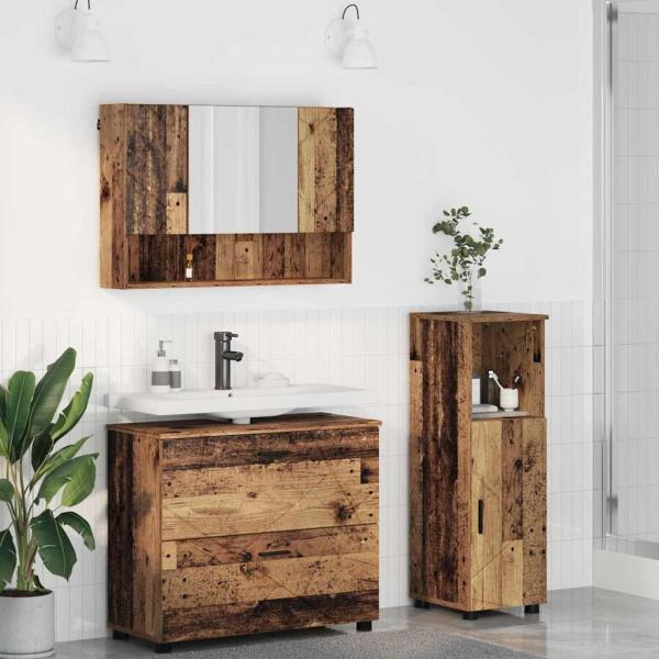 ARDEBO.de - Badezimmermöbel-Set 3 stk. Altholz 76,5 x 35 x 64 cm