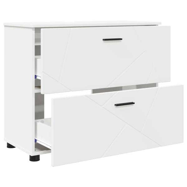 Badezimmermöbel-Set 3 Stk. Weiß Sperrholz und Metall
