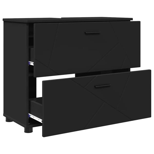 Badezimmermöbel-Set 3 stk. Schwarz 76,5 x 35 x 64 cm