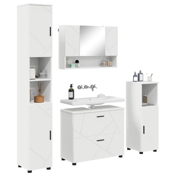 Badezimmermöbel-Set 4 stk. Weiß 35 x 30 x 192 cm