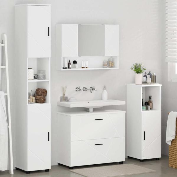 Badezimmermöbel-Set 4 stk. Weiß 35 x 30 x 192 cm