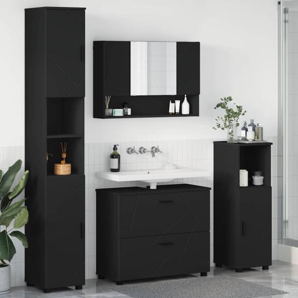 ARDEBO.de - Badezimmermöbel-Set 4 stk. Schwarz 35 x 30 x 192 cm