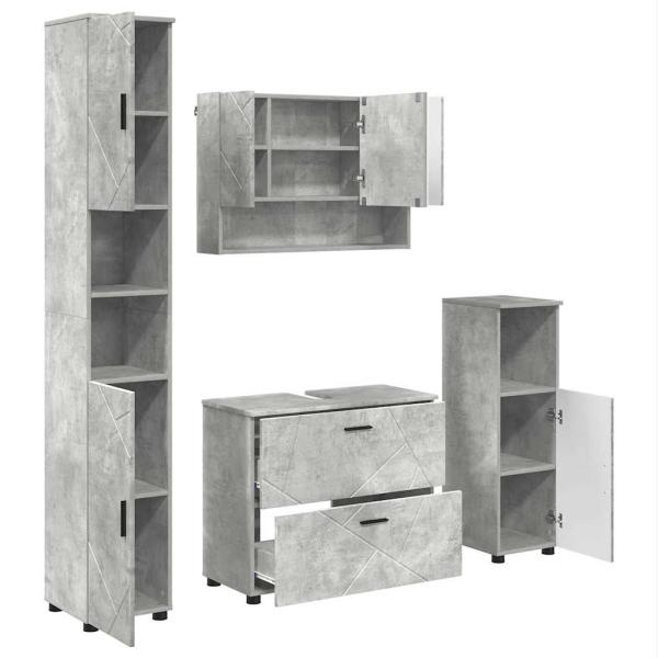 Badezimmermöbel-Set 4 stk. Beton Grau 35 x 30 x 192 cm