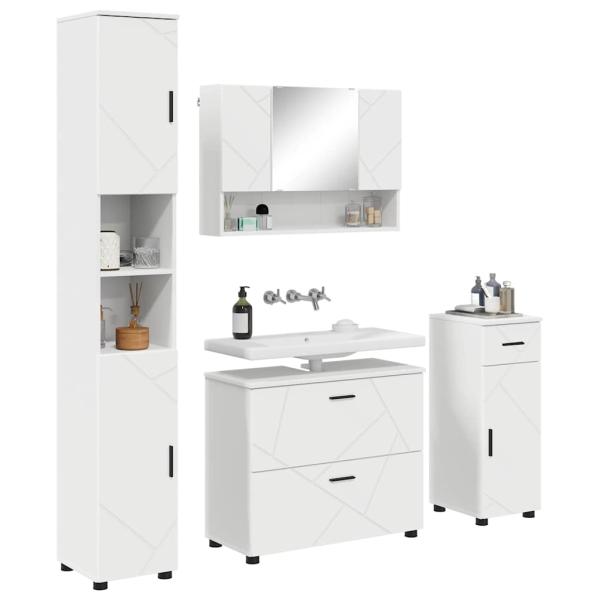 Badezimmermöbel-Set 4 stk. Weiß 35 x 30 x 192 cm