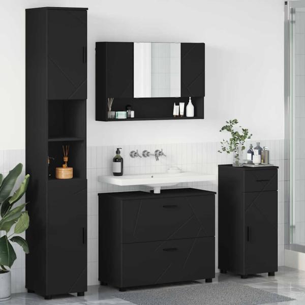 ARDEBO.de - Badezimmermöbel-Set 4 stk. Schwarz 35 x 30 x 192 cm