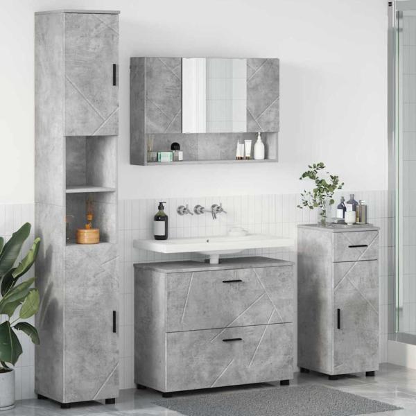 ARDEBO.de - Badezimmermöbel-Set 4 stk. Beton Grau 35 x 30 x 192 cm