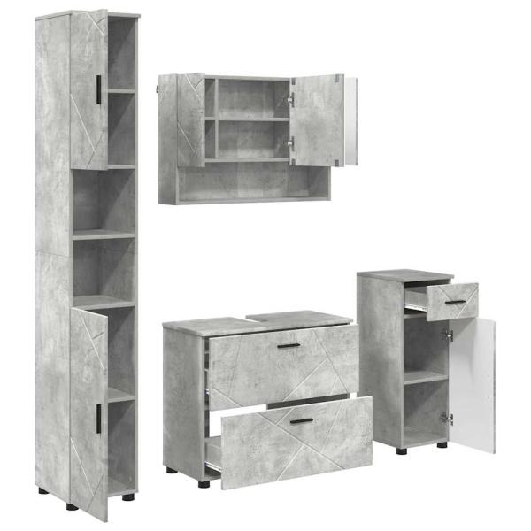 Badezimmermöbel-Set 4 stk. Beton Grau 35 x 30 x 192 cm