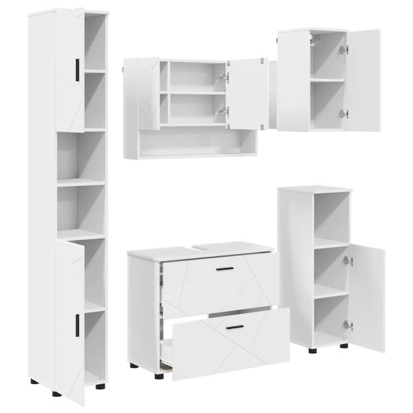 Badezimmermöbel-Set 5 stk. Weiß 35 x 30 x 192 cm