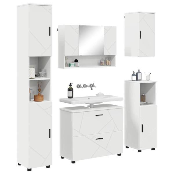 Badezimmermöbel-Set 5 stk. Weiß 35 x 30 x 192 cm