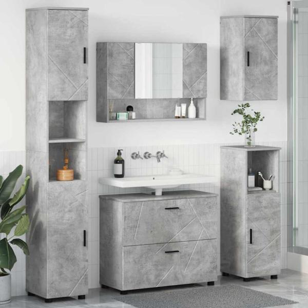 ARDEBO.de - Badezimmermöbel-Set 5 stk. Beton Grau 35 x 30 x 192 cm