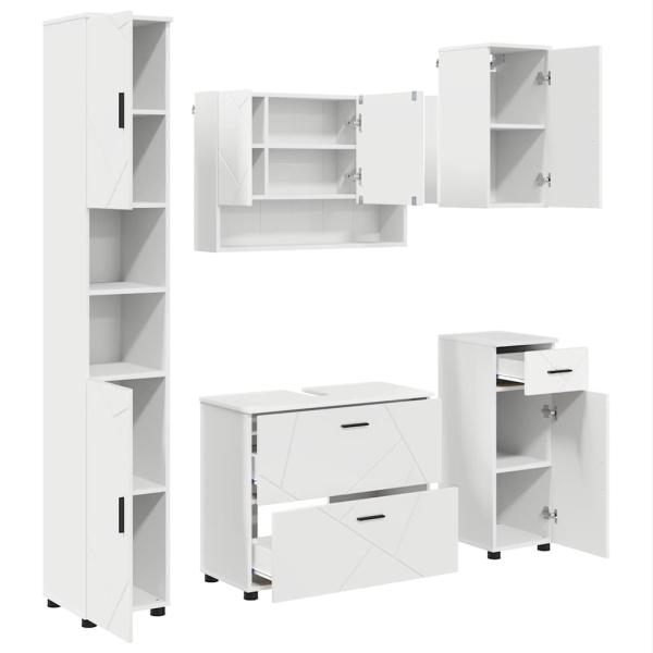 Badezimmermöbel-Set 5 stk. Weiß 35 x 30 x 192 cm