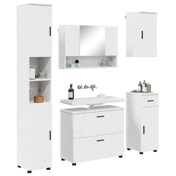 Badezimmermöbel-Set 5 stk. Weiß 35 x 30 x 192 cm