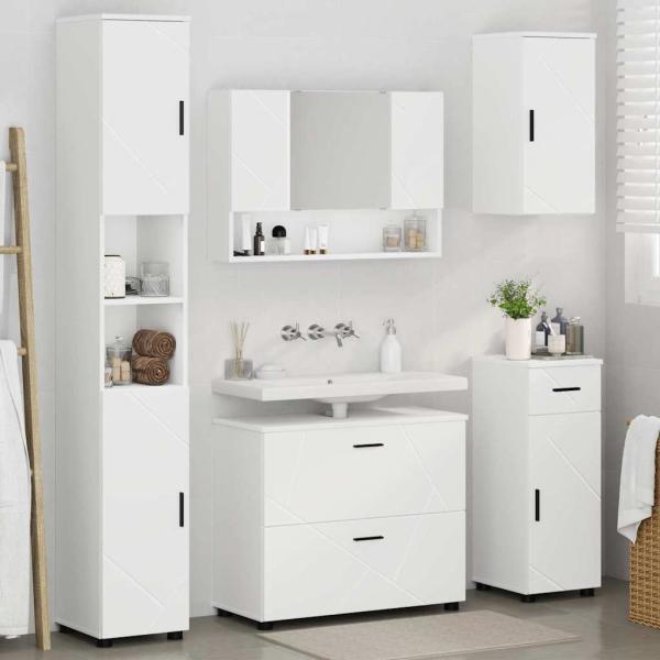 Badezimmermöbel-Set 5 stk. Weiß 35 x 30 x 192 cm