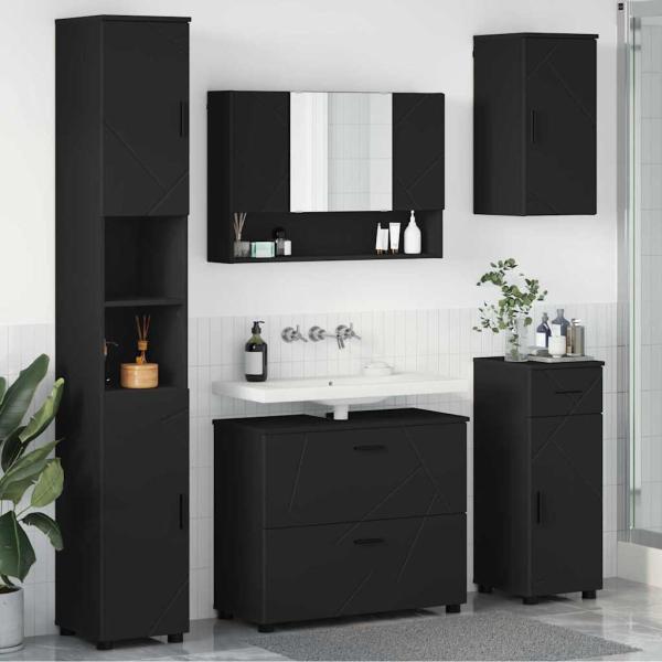 ARDEBO.de - Badezimmermöbel-Set 5 stk. Schwarz 35 x 30 x 192 cm