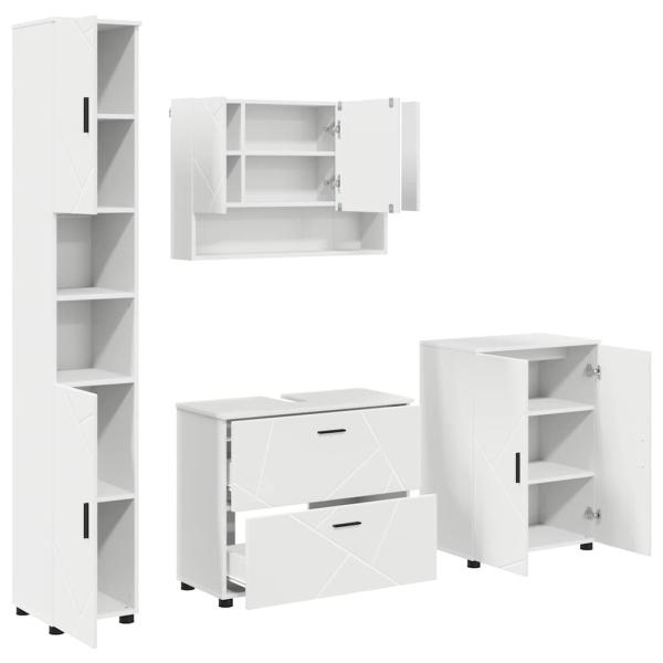 Badezimmermöbel-Set 4 stk. Weiß 35 x 30 x 192 cm