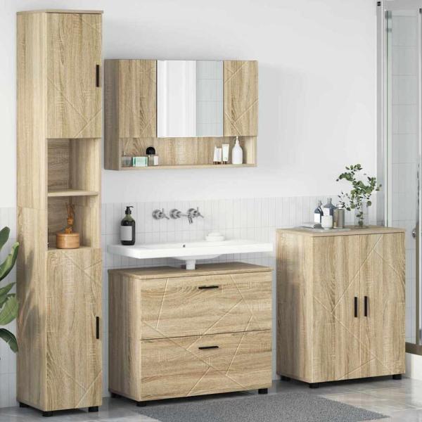 ARDEBO.de - Badezimmermöbel-Set 4 stk. Sonoma-Eiche 35 x 30 x 192 cm