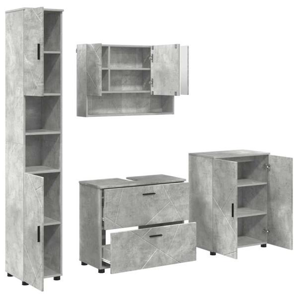 Badezimmermöbel-Set 4 stk. Beton Grau 35 x 30 x 192 cm