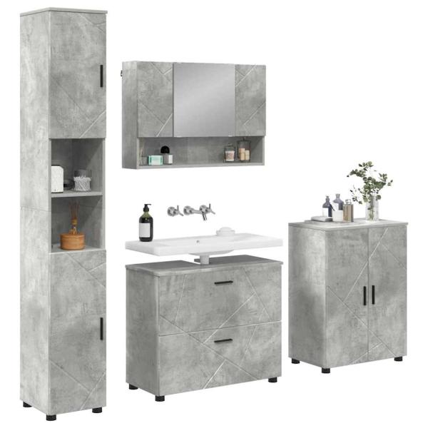 Badezimmermöbel-Set 4 stk. Beton Grau 35 x 30 x 192 cm