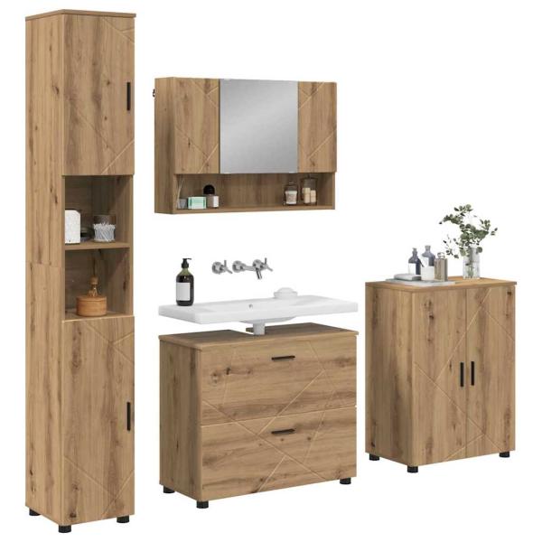 Badezimmermöbel-Set 4 Stk. Artisan-Eiche 35 x 30 x 192 cm