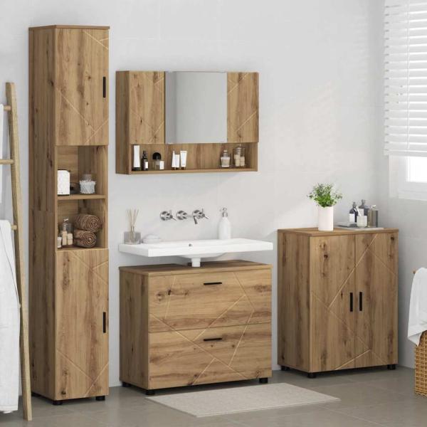 Badezimmermöbel-Set 4 Stk. Artisan-Eiche 35 x 30 x 192 cm