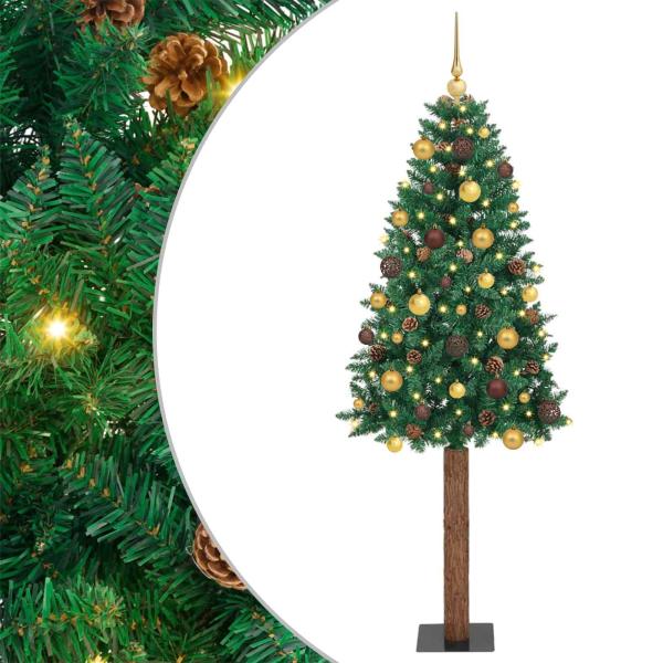 ARDEBO.de - Schlanker Weihnachtsbaum mit 300 LEDs mit Ständer Grün 180 cm